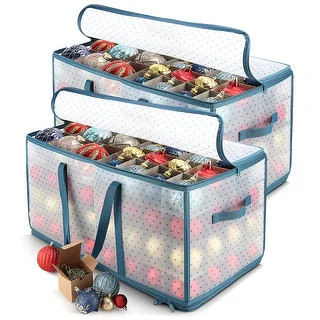 StorageBud Large Christmas Ornament Storage Box with Adjustable Dividers - Ornament Storage Conta... | Bed Bath & Beyond