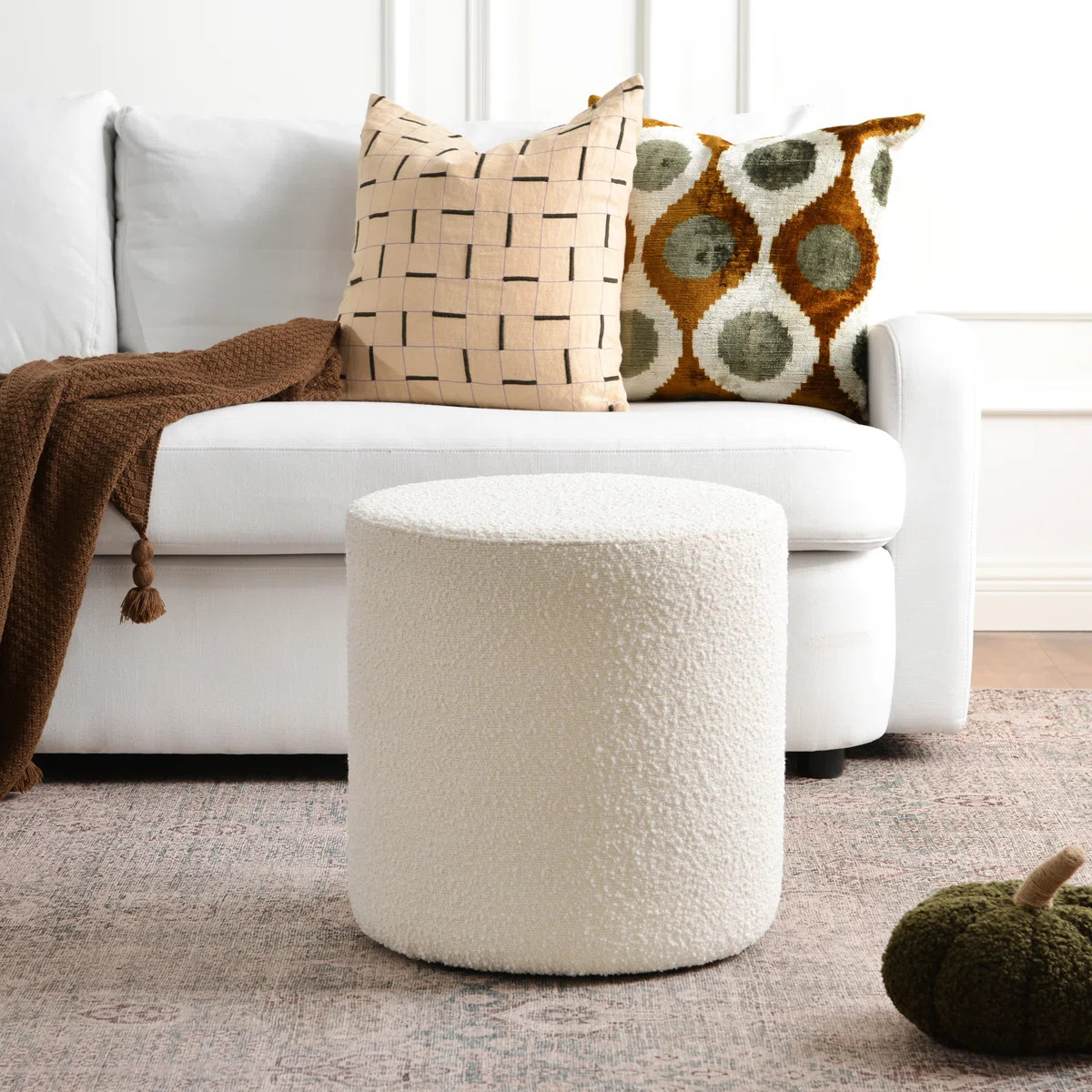 Brynnen 18'' Wide Modern Round Upholstered Ottoman | Wayfair North America