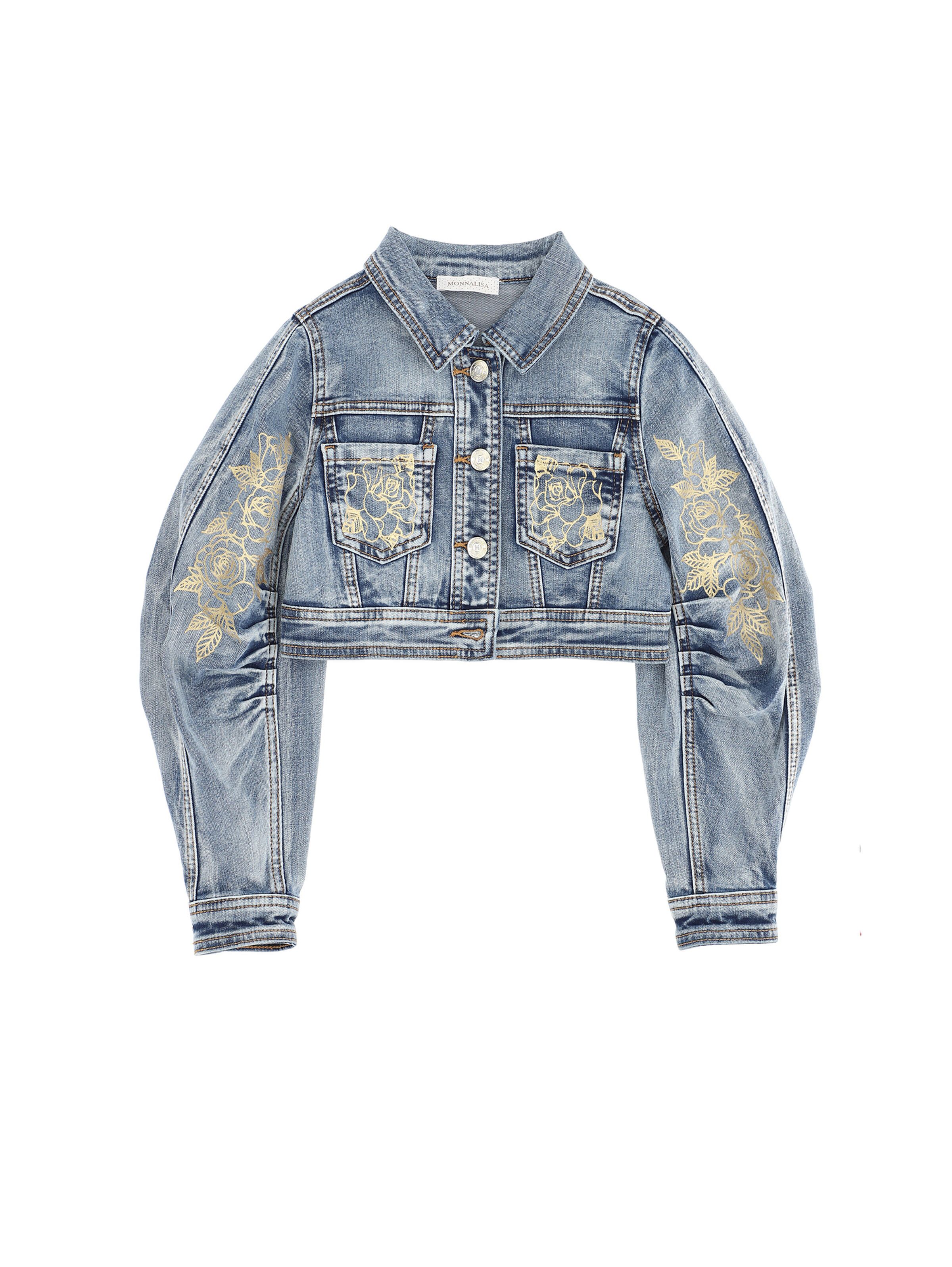 Gold roses denim jacket | Monnalisa