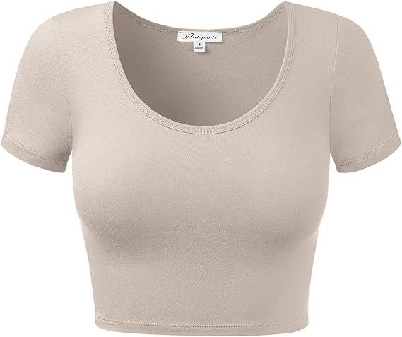 Women's Cotton Basic Scoop Neck Crop Top Short Sleeve Tops | Amazon (US)