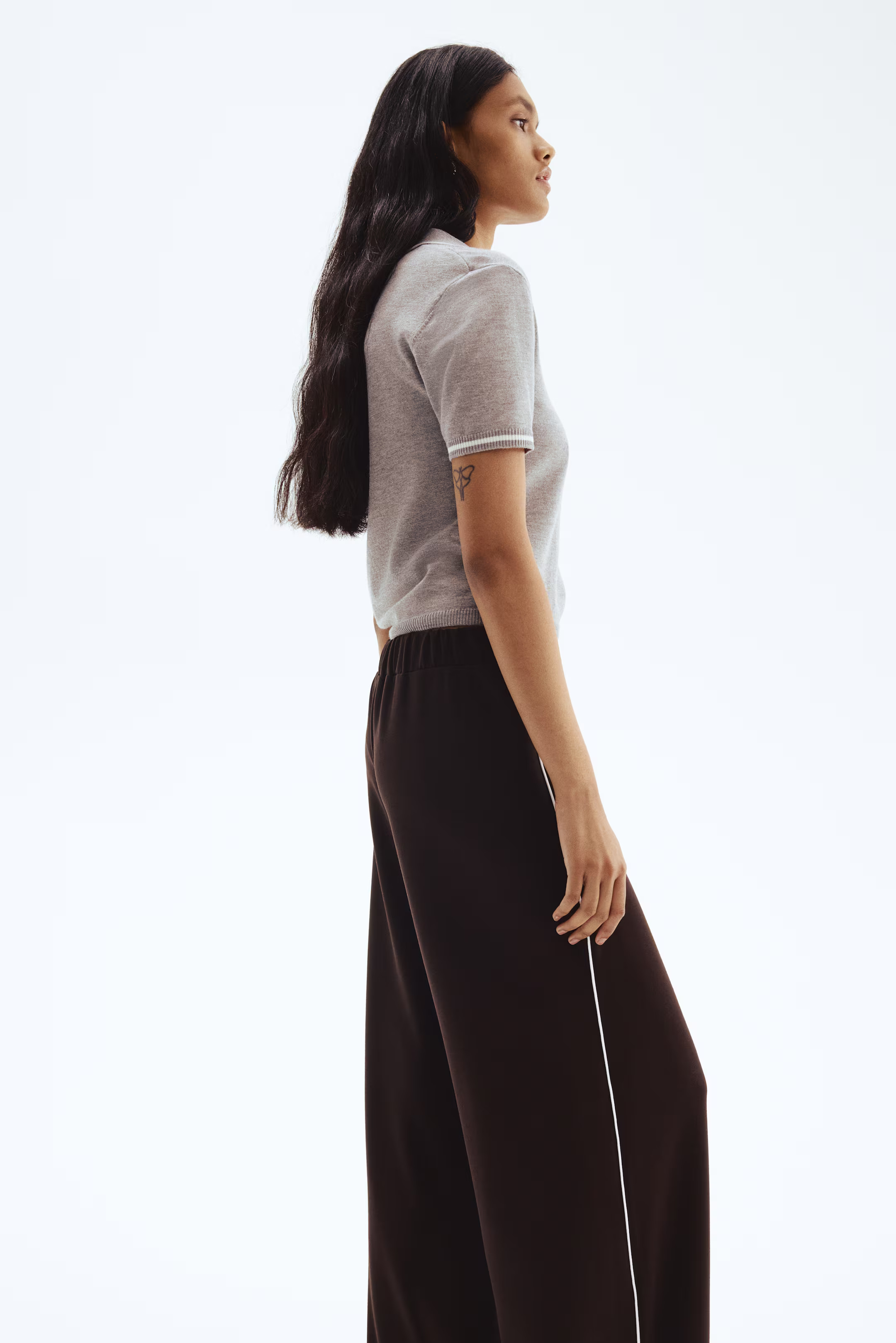 Wide pull-on trousers - Dark brown - Ladies | H&M GB | H&M (UK, MY, IN, SG, PH, TW, HK)