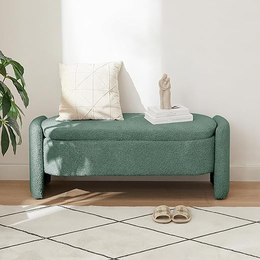 Tmsan Sherpa Storage Bench for Bedroom End of Bed, Boucle Upholstered Entryway Bench Storage Otto... | Amazon (US)