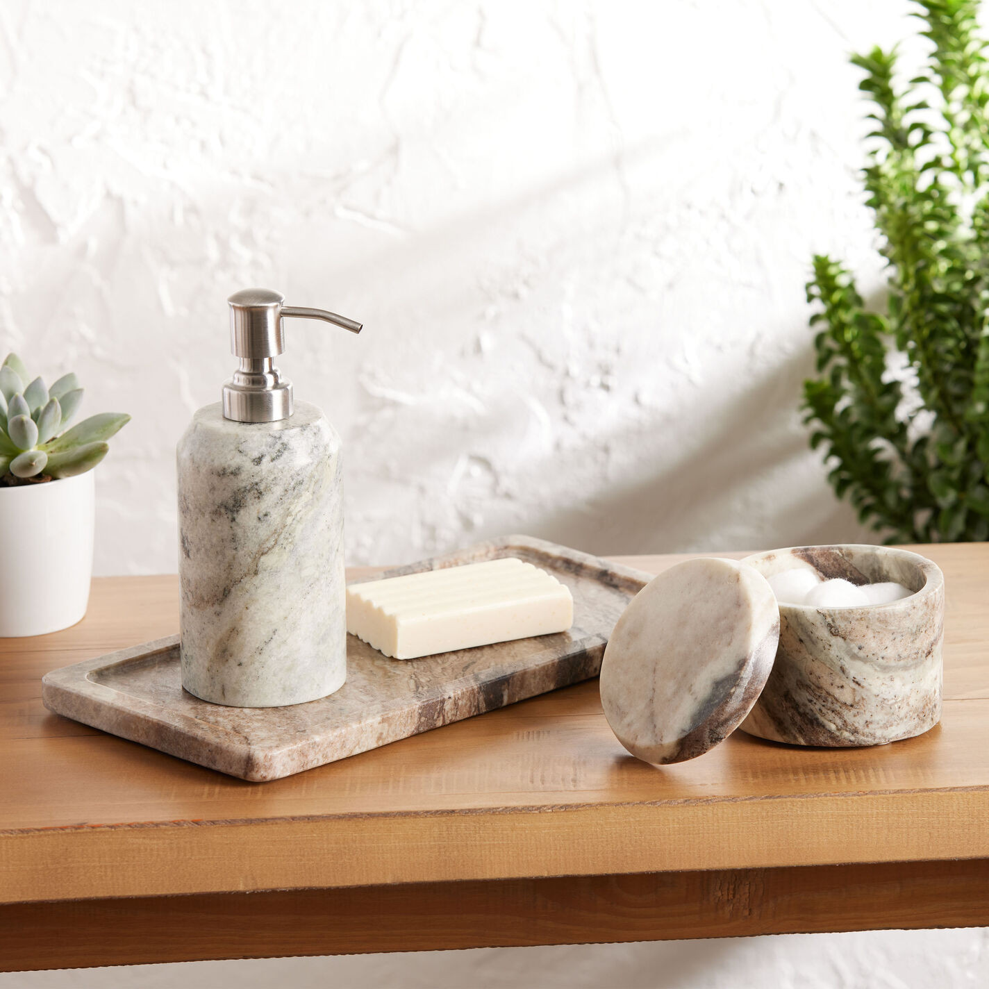 Toronto Brown Marble Canister With Lid | World Market