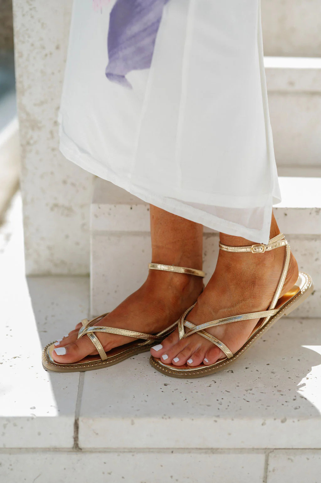 Alma Strappy Sandal-Gold | These Three