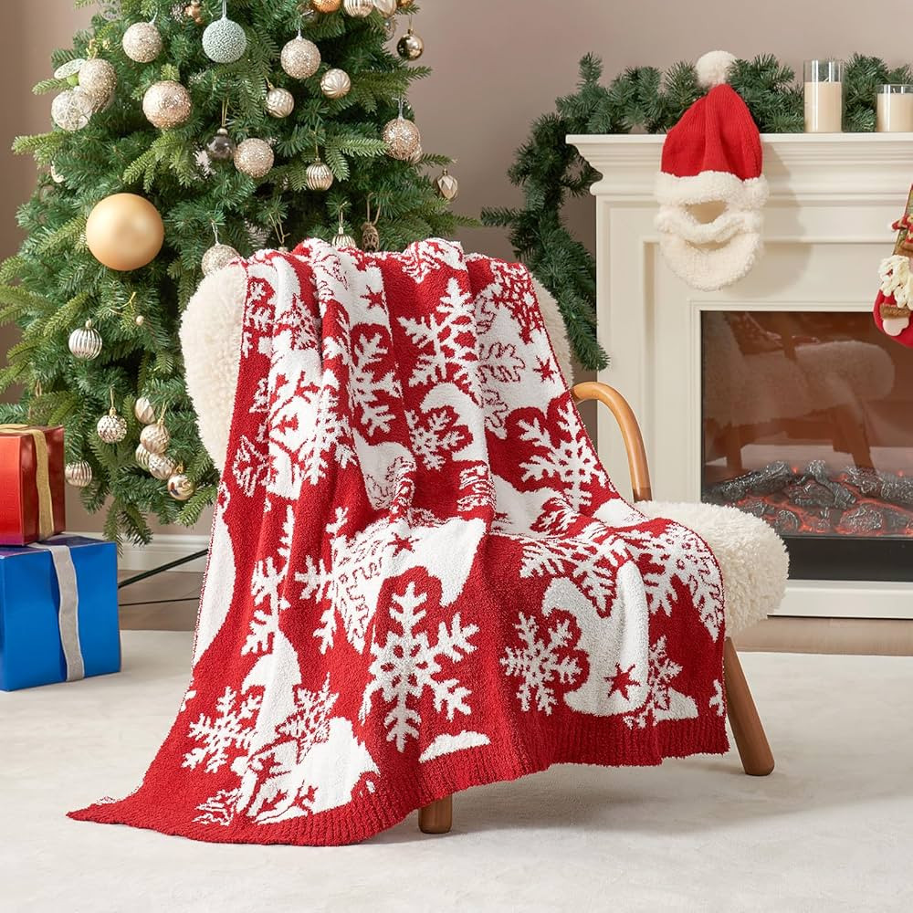Snuggle Sac Snowflake Throw Blanket Red Christmas Blanket 50x60 inches, Ultra Soft Cozy Throw Bla... | Amazon (US)