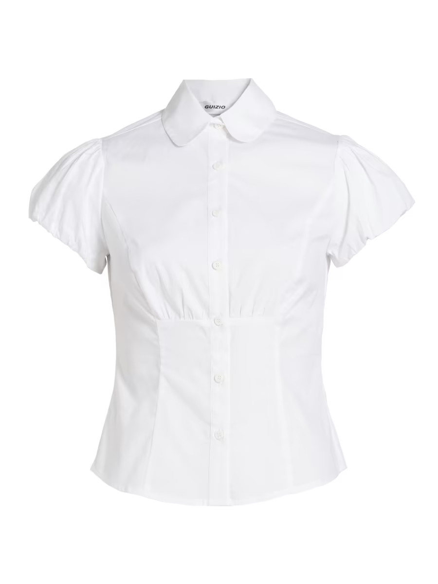 Liana Shirred Puff-Sleeve Shirt | Saks Fifth Avenue