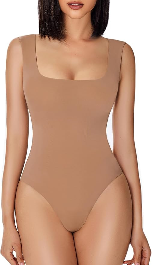 Avidlove Bodysuits for Women Square Neck Body Suit Double Lined Tank Top Bodysuit Soft | Amazon (US)