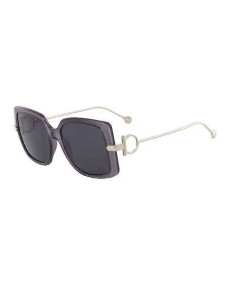 Salvatore Ferragamo Gancio Rectangle Plastic & Metal Sunglasses | Bergdorf Goodman