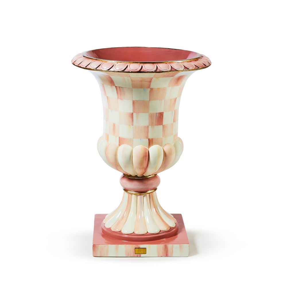 Rosy Check Pedestal Urn | MacKenzie-Childs