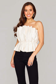 BuddyLove | Giselle Pleated Strapless Top | White | BuddyLove