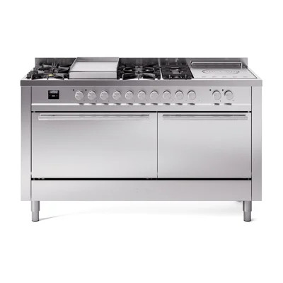 ILVE Professional Plus II 60 in Dual Fuel Range 7 Burner, Griddle, Frenchtop | Wayfair North America