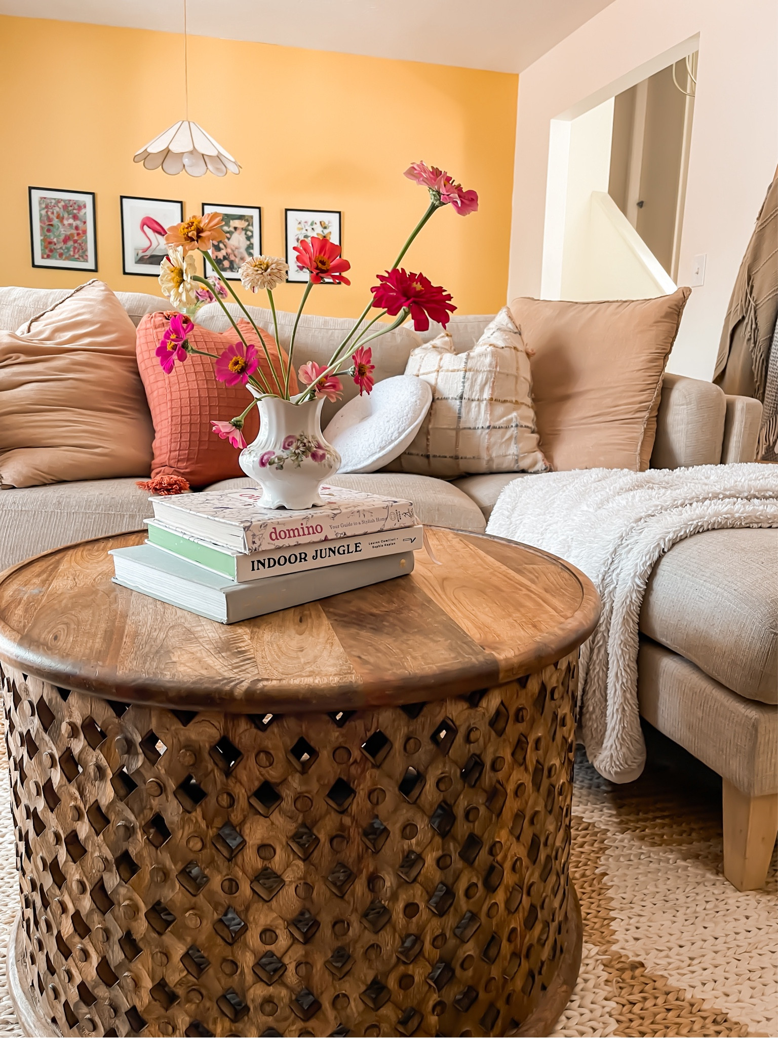 Fresh zinnia bouquet as a centerpiece for the coffee table 



#LTKHome #LTKStyleTip #LTKSeasonal