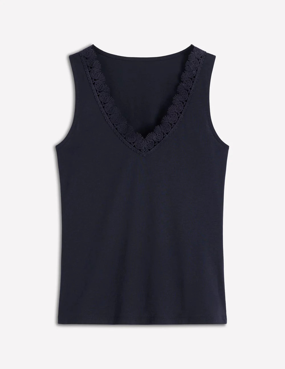 Flora Lace Trim Supersoft Vest-Navy Blazer | Boden (US)
