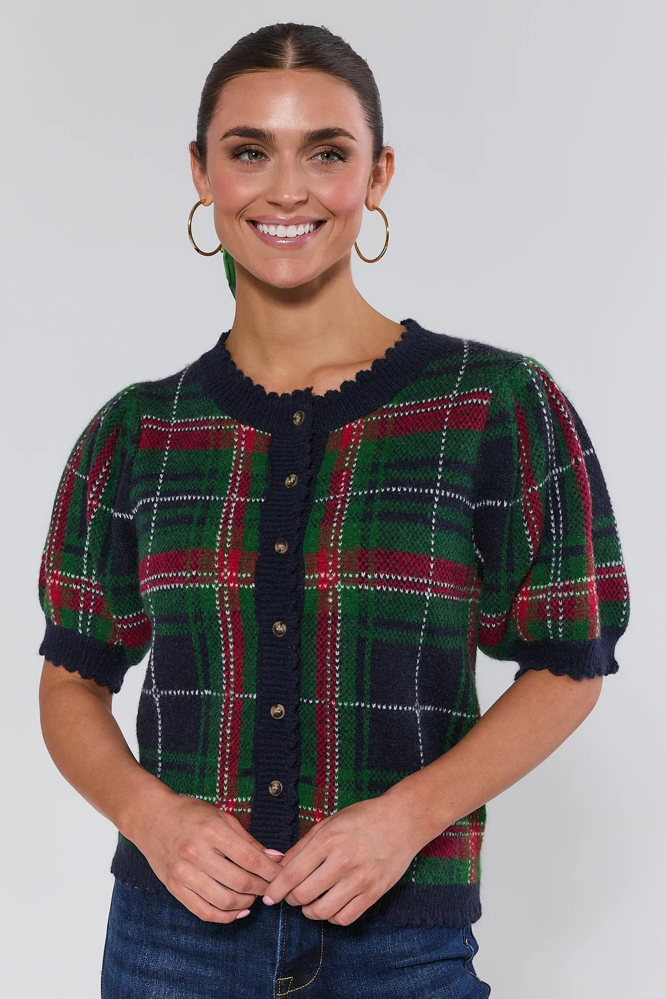 Faith Plaid Button Up Sweater | Avara