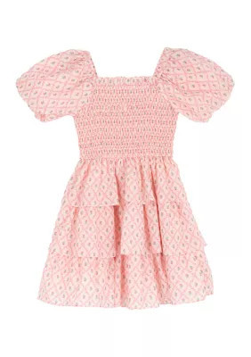 Rare Editions Girls 7-16 Smocked Trellis Printed Tier Dress | Belk