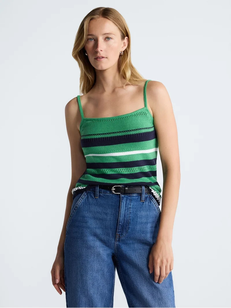 Free Assembly Women's Textured Stitch Stripe Tank Top, Sizes XS-XXL | Walmart (US)