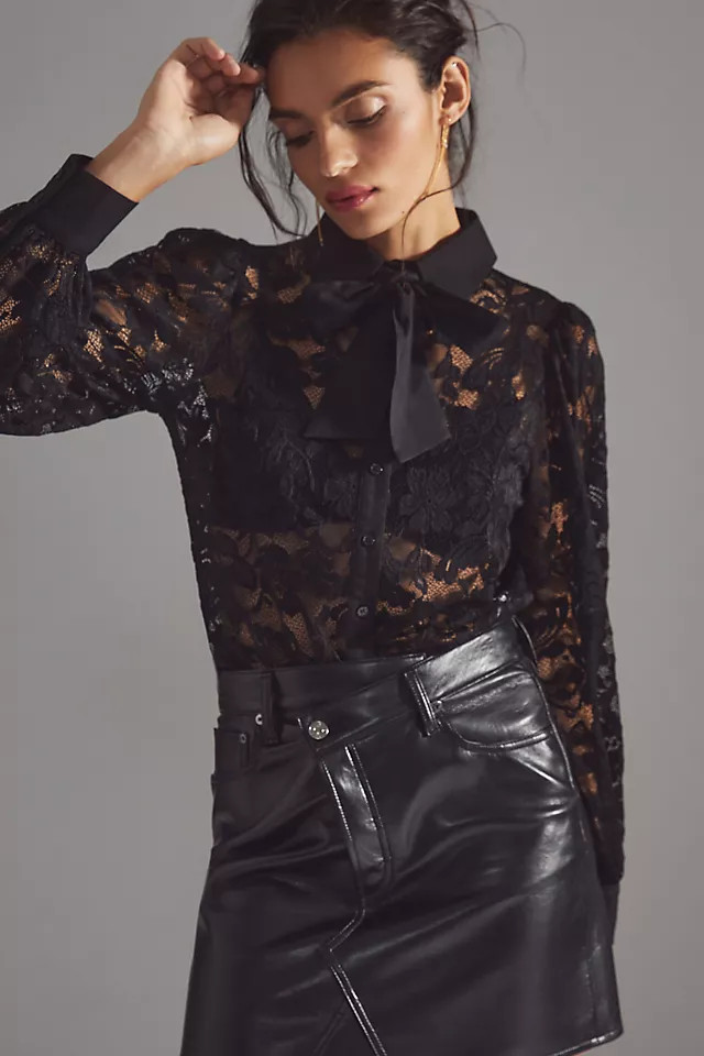 DOLAN Sheer Lace Blouse | Anthropologie (US)