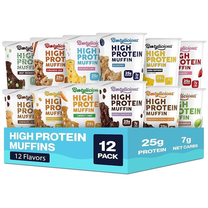 Bootylicious | 25g Protein Muffin | Ultimate Variety | Low Carb, 16g-18g Fiber, Low Glycimic Inde... | Amazon (US)