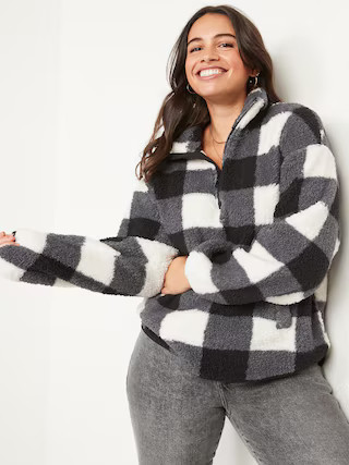 Cozy Sherpa Half-Zip Pullover Sweater for Women | Old Navy (US)