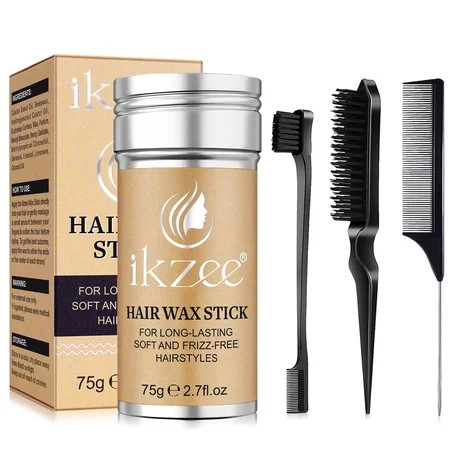 ikzee Hair Wax Stick With Black Styling Comb Wax Stick for Smoothing Hair Frizz & Long-Lasting Soft and Glossy Hairstyles 2.07 fl.oz | Walmart (US)