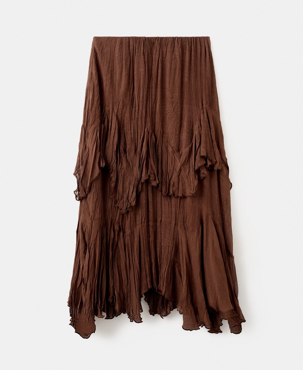 Mango Women's Ruffled Chiffon Skirt - Brown | Macy's