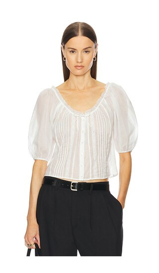 Voile Peasant Blouse in Ivory | Revolve Clothing (Global)