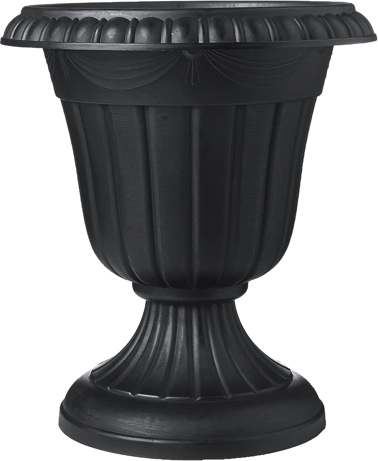 Arcadia Garden Products Medium 13x15” Classic Traditional Plastic Urn Planter, Indoor/Outdoor Garden Plant Pot Garden Décor, Black | Amazon (US)