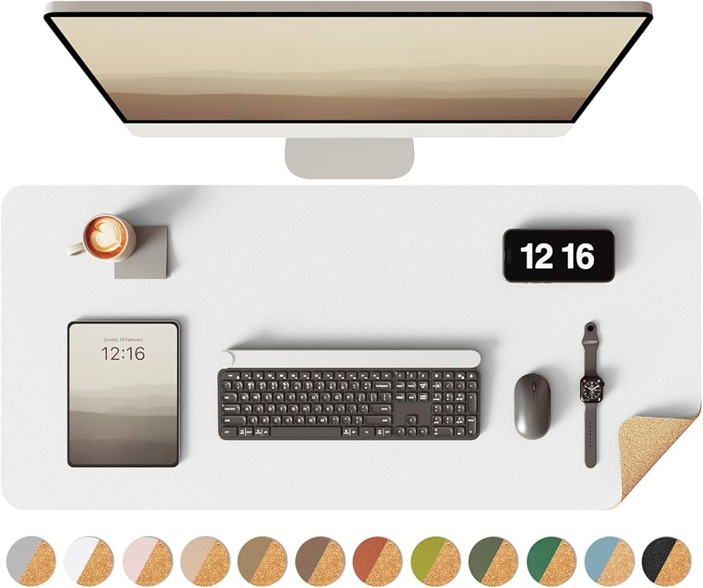 YSAGi Double-Sided Desk Pad, 31.5"x15.7"Leather Desk Mat, Eco Cork Desk Pad Protector,Large Mouse... | Amazon (US)