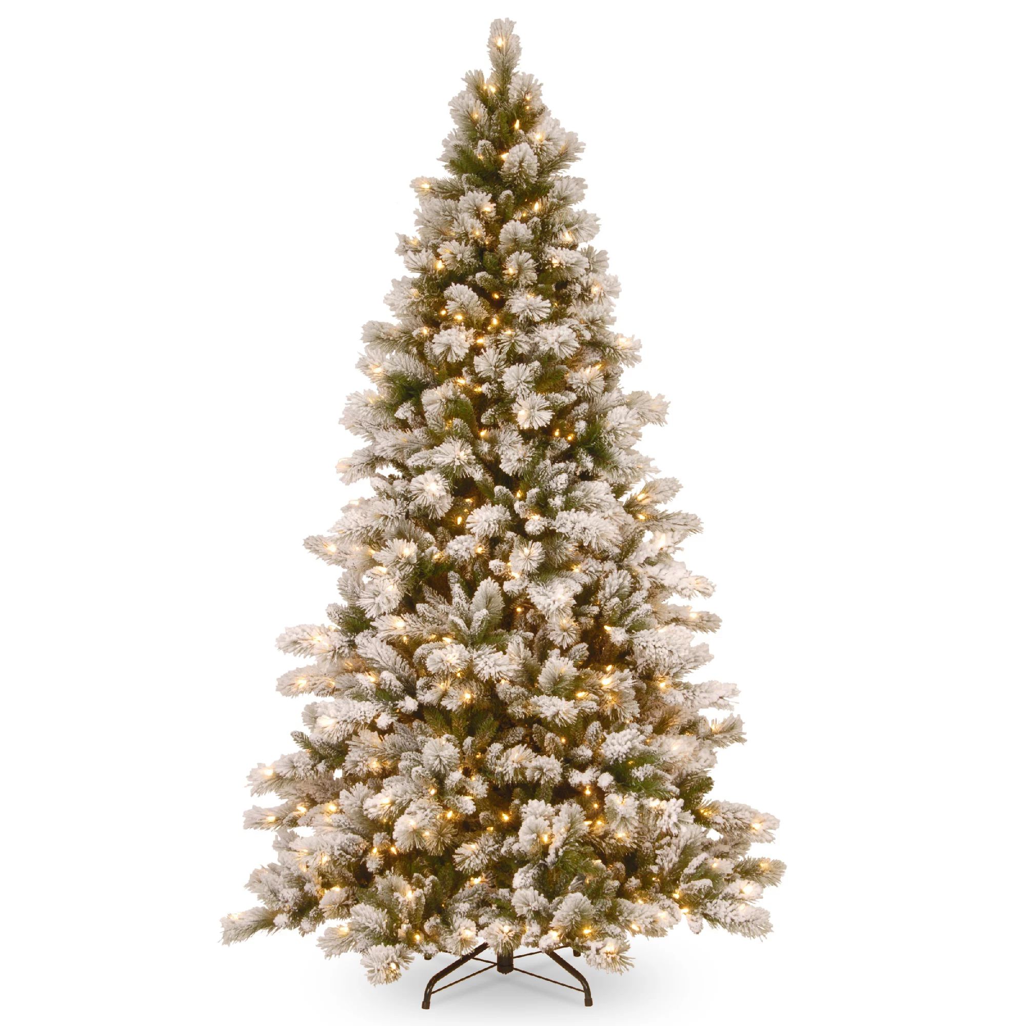 National Tree Company Clear Prelit Incandescent Green Flocked Full Christmas Tree, 7.5' | Walmart (US)
