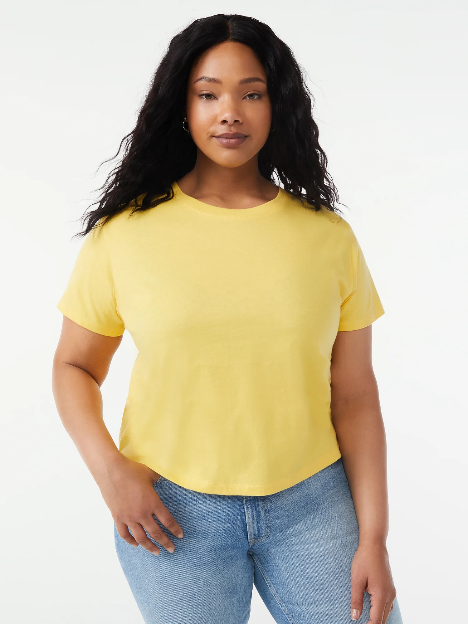 Free Assembly Women's Cropped Boxy T-Shirt with Short Sleeves | Walmart (US)