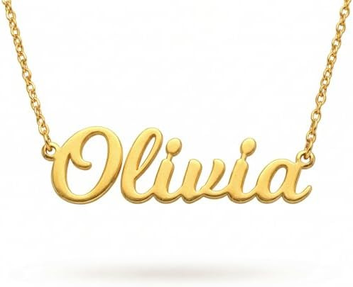 14k Solid Gold Personalized Name Necklace, Custom Script Nameplate Necklace | Dainty Custom Name ... | Amazon (US)