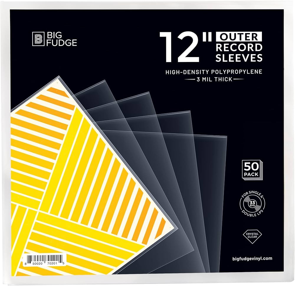 BIG FUDGE 50x Vinyl Record Outer Sleeves 12" LP | Durable & Wrinkle-Free | Crystal Clear & Made f... | Amazon (US)