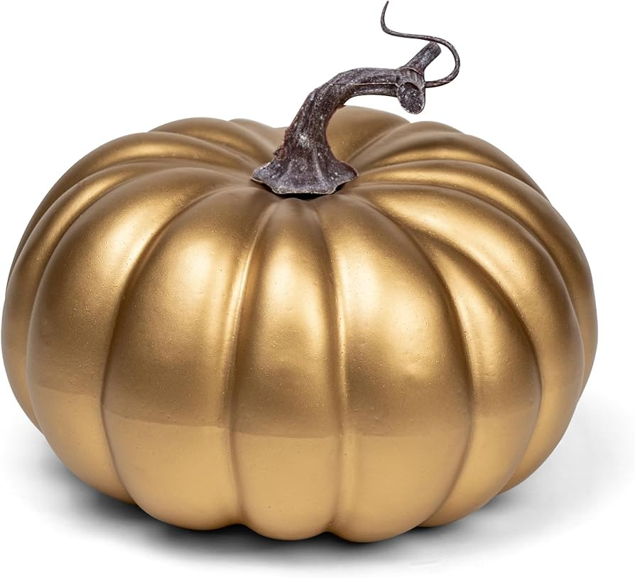 7 inch Artificial Gold Pumpkin Foam Harvest Decor Fake Paintable Pumpkin Decoration for Fall Autu... | Amazon (US)