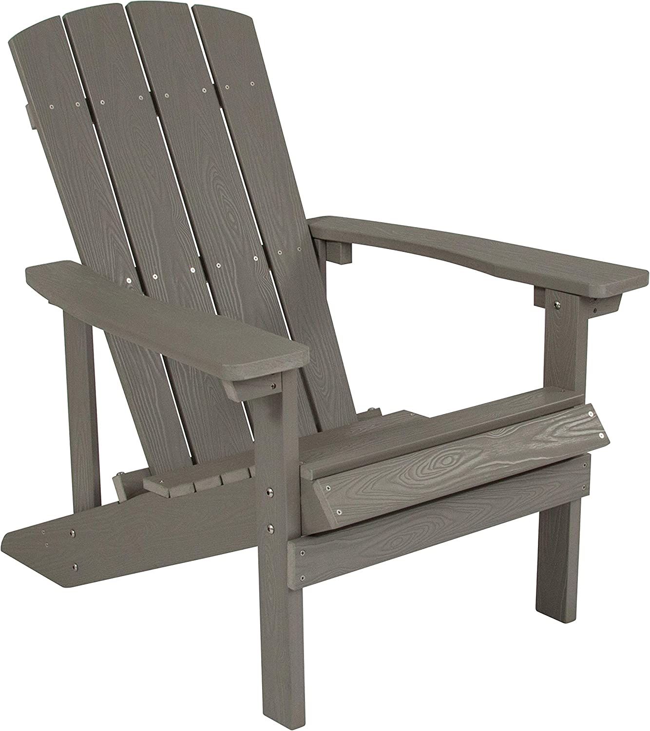 Flash Furniture Charlestown All-Weather Adirondack Chair in Light Gray Faux Wood | Amazon (US)