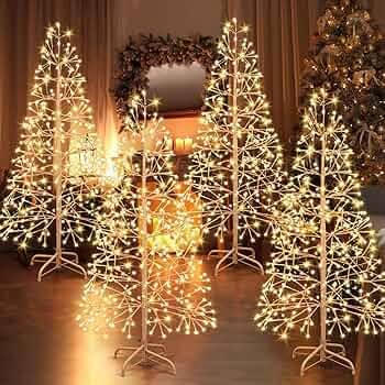 4 Pcs 4ft Lighted Birch Tree with LEDs Twig Trees Warm Lights Decor for Indoor Outdoor Thanksgivi... | Amazon (US)