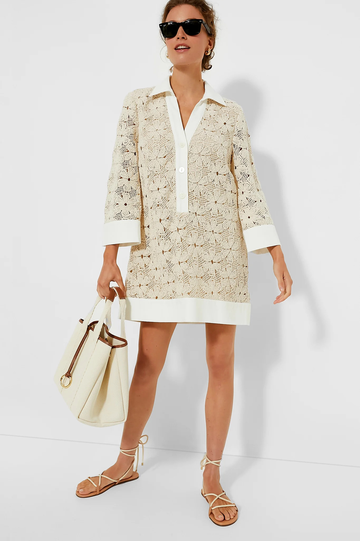 Tan Crochet Collier Dress | Tuckernuck (US)