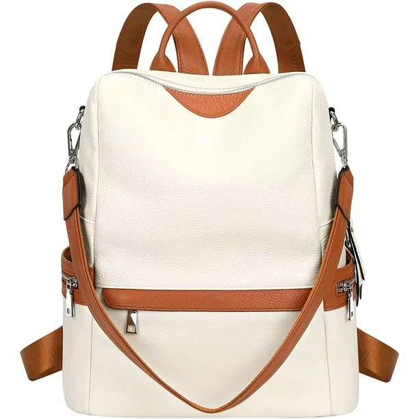 ALTOSY Women Real Leather Backpack Purse Elegant Ladies Shoulder Bag S80 Beige/Brown - Walmart.co... | Walmart (US)