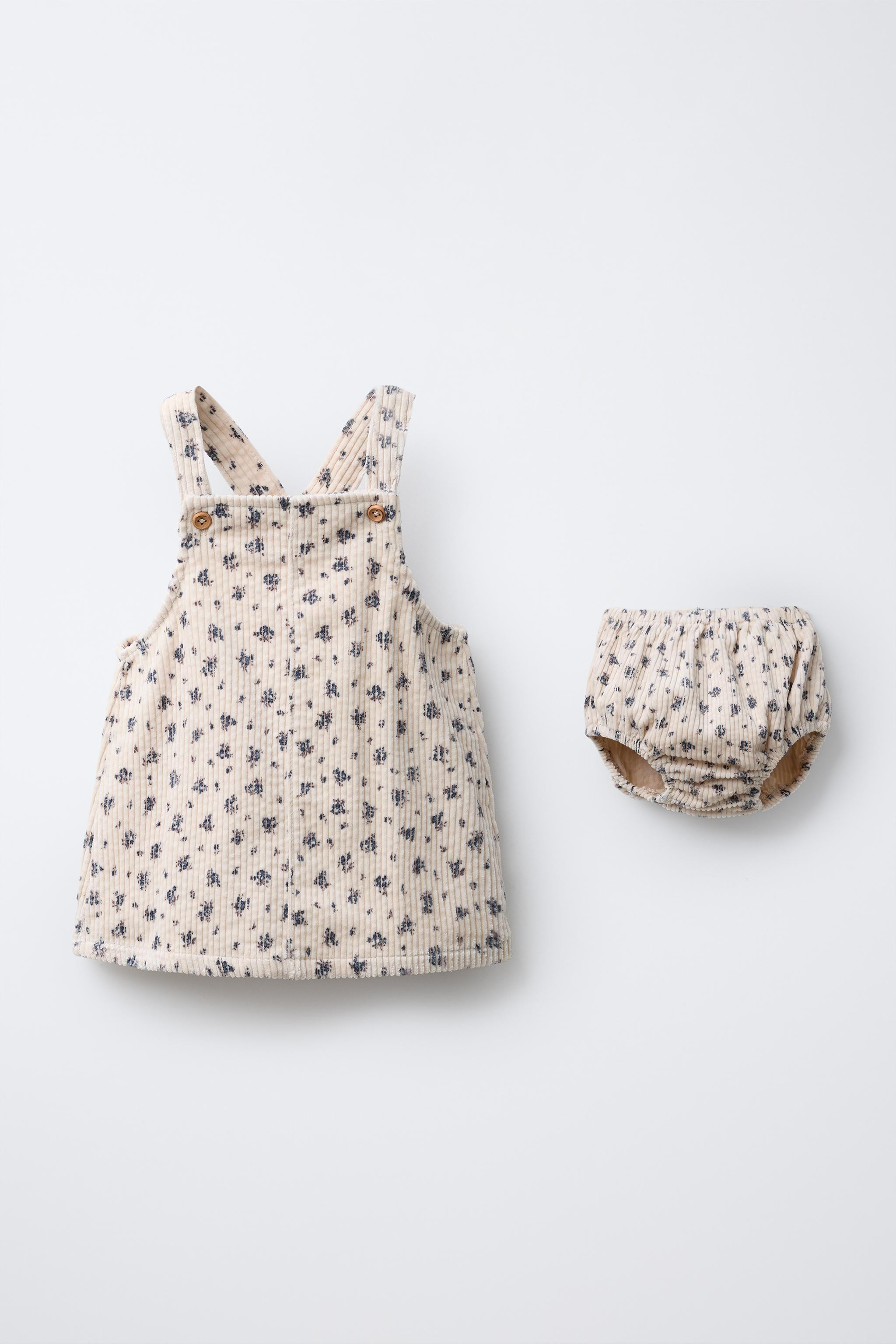 CORDUROY PINAFORE DRESS AND FLORAL UNDERWEAR | Zara US