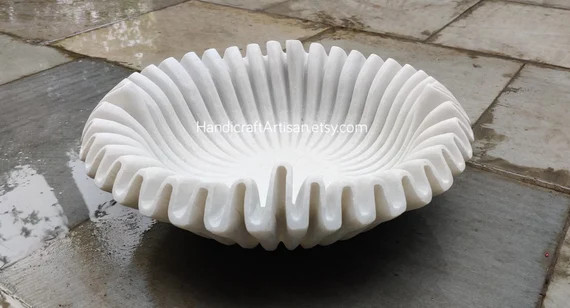 Decorative Marble Scallop Bowl  Ruffled Marble Bowl Flower - Etsy | Etsy (US)