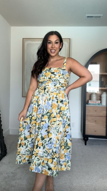 Midsize patterned midi dress from Abercrombie, love the yellow and blue lemon pattern for a spring outfit!

#LTKmidsize #LTKSeasonal #LTKstyletip