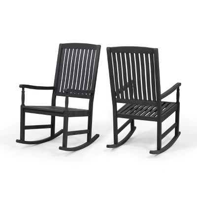 Christopher Knight Home Arcadia Outdoor Acacia Wood Rocking Chairs (Set of 2), Dark Gray | Target