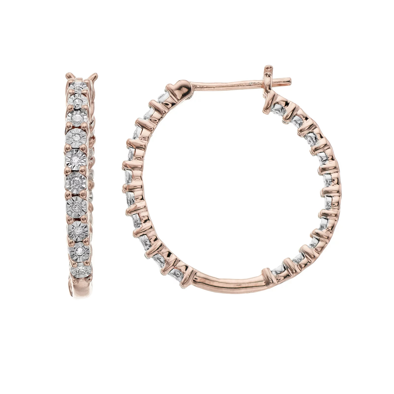 Diamond Brilliance Sterling Silver 1/10 Carat T.W. Diamond Hoop Earrings, Women's, White | Kohl's