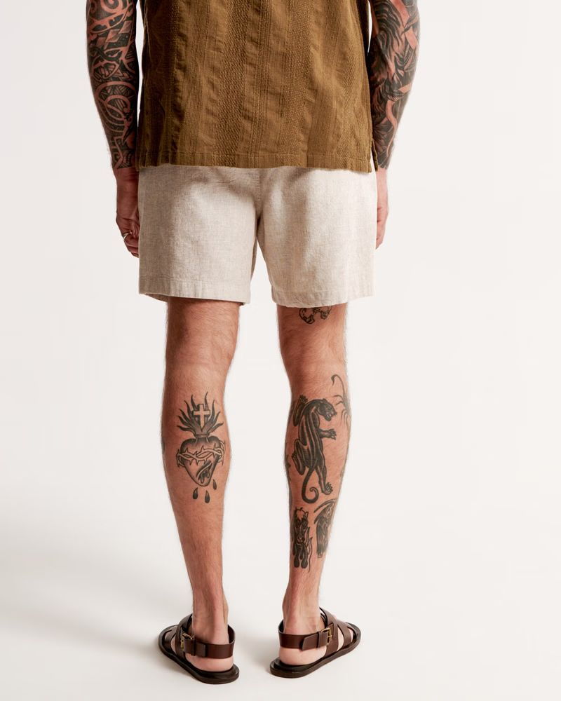 6 Inch Linen-Blend Pull-On Short | Abercrombie & Fitch (US)