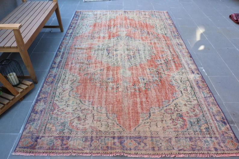 Rugs for Salon, 5.7x9.4 Ft Large Rugs, Anatolian Rug, Purple Floor Rugs, Vintage Rug, Large Ousha... | Etsy (US)