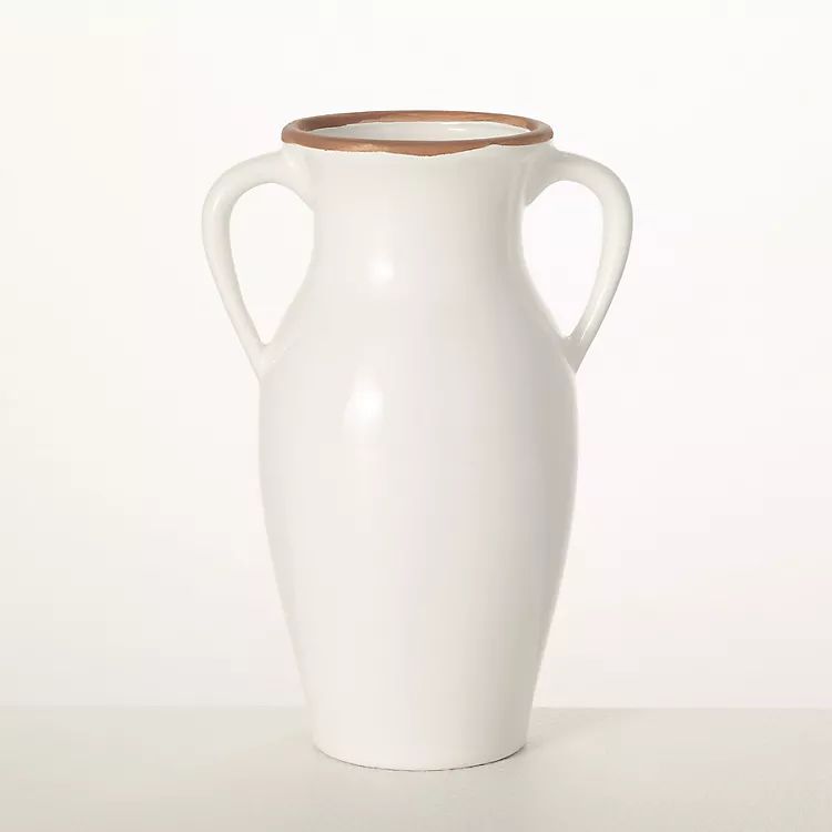 Natural Rimmed White Urn Vase | Kirkland's Home
