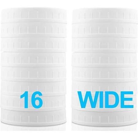 Wide Mouth Mason Jar Lid [16-Pack] - White Plastic Storage Lid for Mason/Canning Jars | Walmart (US)