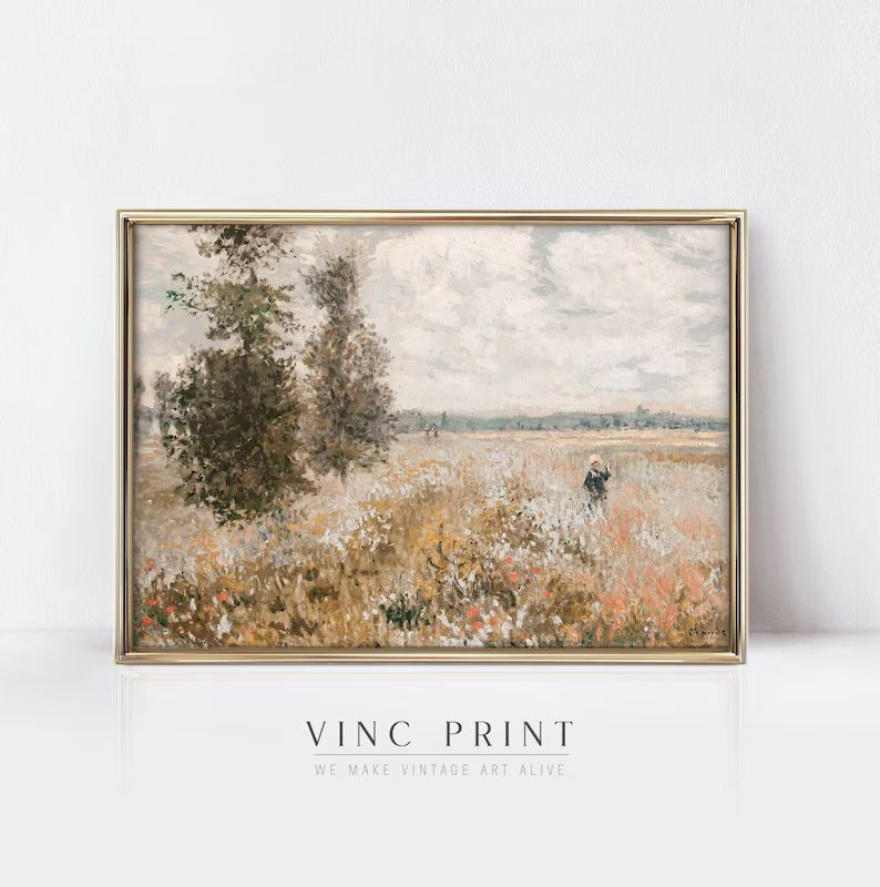 Landscape Vintage Painting | Spring Meadow | Wildflower Prints | Nature Oil Painting | Digital | ... | Etsy (US)