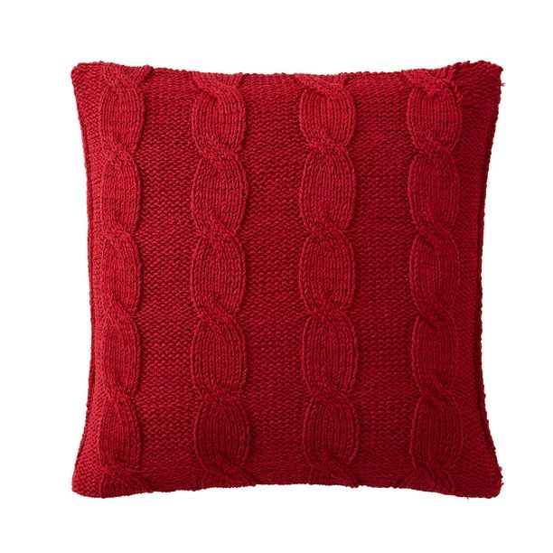 My Texas House Willow Cable Knit Square Decorative Pillow Cover, 22" x 22", Red - Walmart.com | Walmart (US)