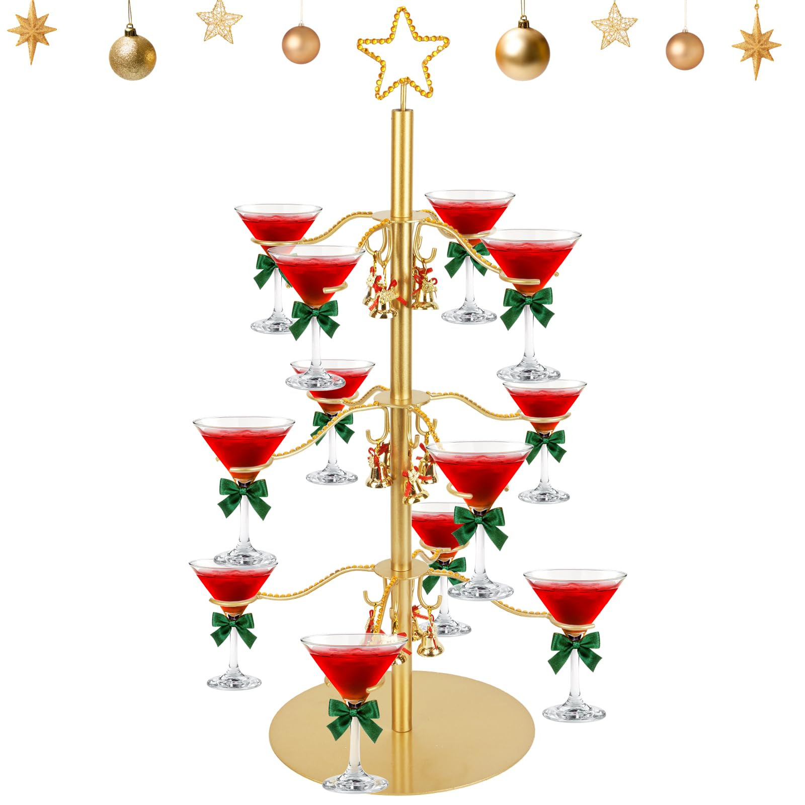 Cocktail Tree Stand for Drinks, 3 Tier 12 Champagne Glass Holder for Parties, Cocktail Tree Stand... | Amazon (US)