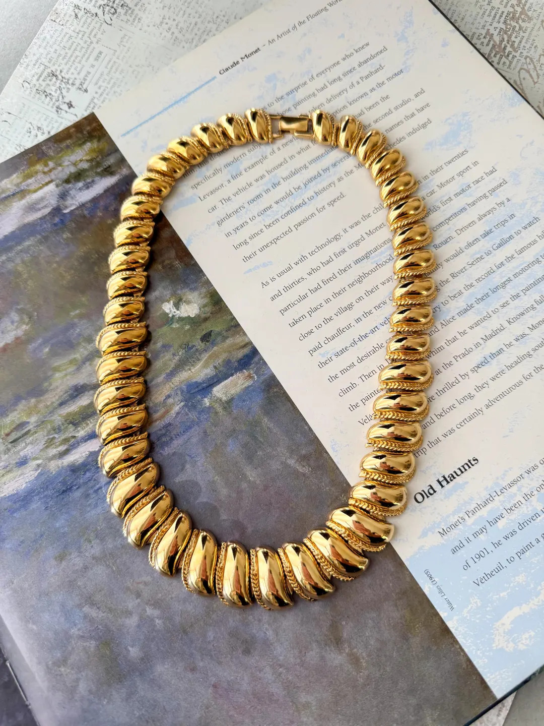 Vintage Napier Chunky Gold Collar Necklace Dome Link 1980s Statement Choker Runway Collar Gift - ... | Etsy (US)